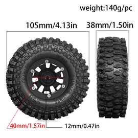 REDSPIDER 1.9 Beadlock Wheels and Tires Set（4PCS）1.9 Wheels Soft Rubber Tires OD 4.13''.for 1:10 RC Crawler Axial SCX10 90046 SCX10 III AXI03007 Tamiya CC01 D90 D110 (Gold)