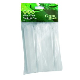 Plant Lables/Sticks With Pen x 40, White Plastic, New