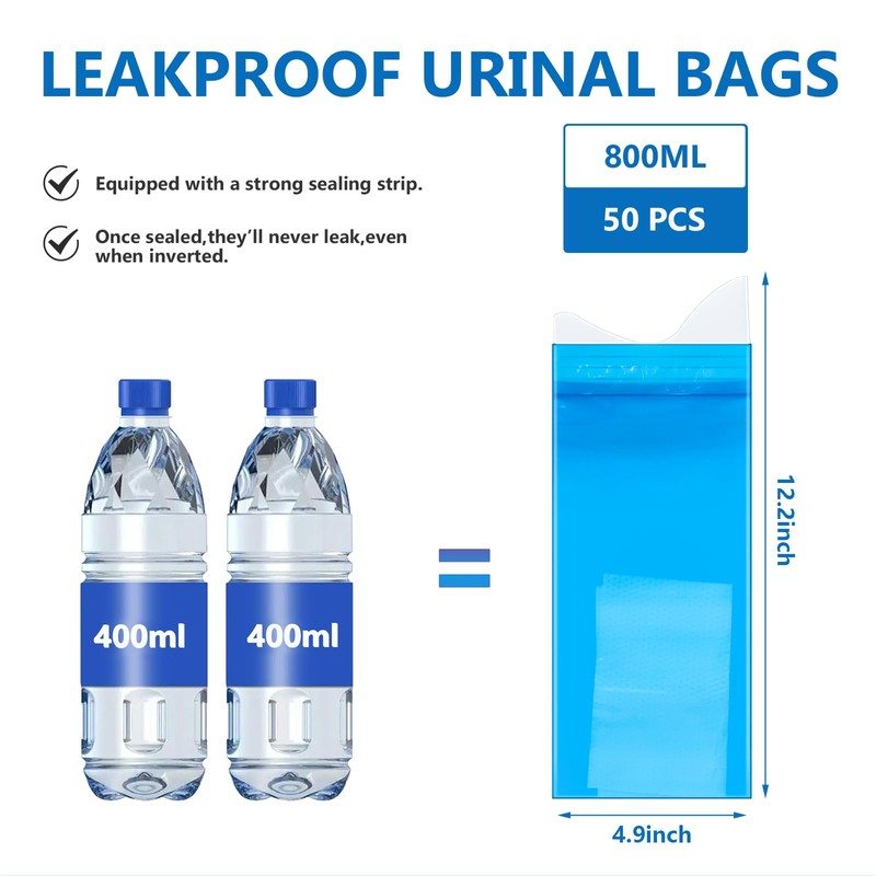 Disposable Urine Bag 28oz/800ml Pee Bags for Travel for Women/Men
