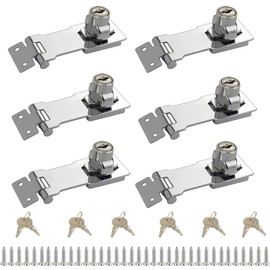 AeKeatDa 6 Packs 3 Inch Hasp Locks with Different Keys, Zinc Alloy Hasp Latches,Cabinet Safety Hasp Latches