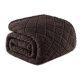 Whale Flotilla Cuddly Blanket, Soft, Warm and Fluffy Waffle Blankets for Any Season, 150 x 200 cm, Coffee Brown