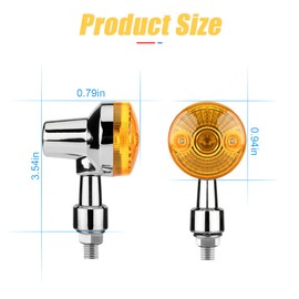 Motorcycle Round Turn Signal Lights, 4PCS 12V LED Bulbs Blinker Direction Indicator Lamp, Universal for Honda Shadow Suzuki Kawasaki Harley Yamaha (Silver/4PCS)