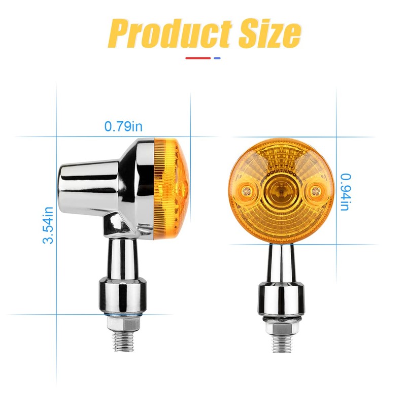 Motorcycle Round Turn Signal Lights, 4PCS 12V LED Bulbs Blinker
