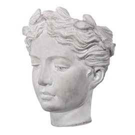 A&B Home Classic Visage Greek Goddess Cement Wall Planter Outdoor Indoor, Floral Crown Women Head Statue Accent Hanging Vase Planter for Plant Flower, Gray 8.7in