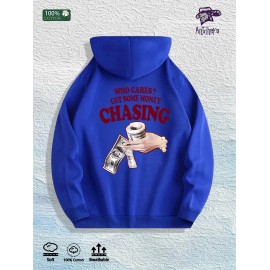 WHO CARES? GET SOME MONEY CHASING Graphic Hoodie 100% Cotton US Warehouse 7 ColorsColor: Blue, Size: M