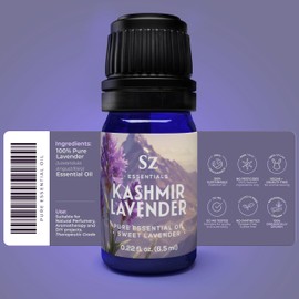 Sz Essentials - Kashmir Lavender Essential Oil - 100% Pure & Undiluted - Kashmir's Sweetest Lavender - Sweet & Floral Scent with Powerful Overtones - Therapeutic Grade - 0.22oz