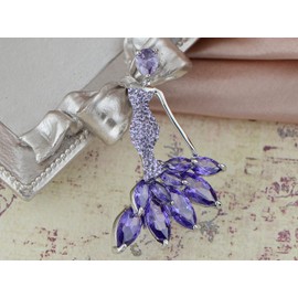 Alilang Womens Purple Tone Rhinestones Mermaid Design Brooch Pin