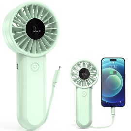 Mini Handheld Personal Fan Strong Wind and Quiet Operation for Home Car Outdoor Hotel RV Use Battery-Poweredcolor: Blue, Plug Type: US