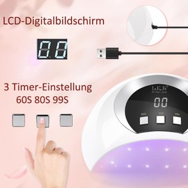 L.K.E 54 W UV Lamp for Gel Nails, UV Lamp with 3 Timers and Improved USB Charging, LCD Display, IR Sensor, Portable LED Lamp Nails, UV Lamp Nails, UV Nail Lamp, Nail Dryer