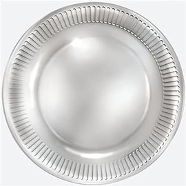 Maki Gloss Silver Party Paper Plates Round 23cm Strong 100% Biodegradable Plastic Free Disposable Tableware Plates Party Supplies for Garden Party Picnics FSC Certified - (Pack of 8)