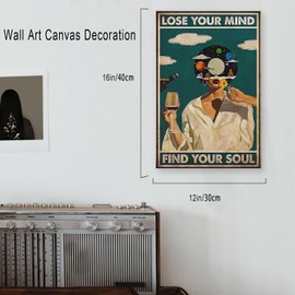 DIHSIEG Canvas Wall Art Frameless Floral Canvas Print, Motivational Wall Art Canvas Decor, Bedroom Canvas Prints, Lose Your Mind Find Your Soul Dark Canvas12x16 Inch