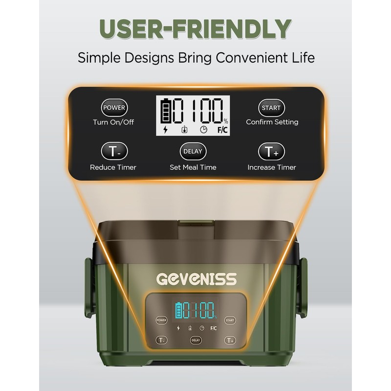Geveniss Cordless Electric Lunch Box for Adults – Battery-Powered Heated