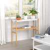 Wisuce Bamboo Shelf Indoor, 2 Tier Window Tall Stand Table