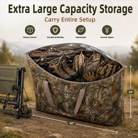 FUNHORUN Extra Large Camo Scent Proof Hunting Bag, 50x26" Waterproof Bag