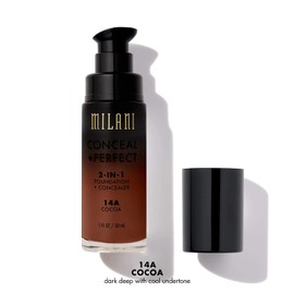 Milani Conceal + Perfect 2-in-1 Foundation + Concealer - Cocoa (1 Fl. Oz.) Cruelty-Free Liquid Foundation - Cover Under-Eye Circles, Blemishes & Skin Discoloration for a Flawless Complexion