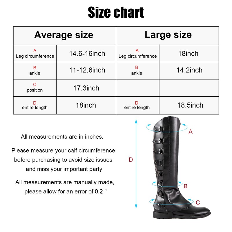 AGDGV Pirate Boot Covers - Faux Leather Steampunk Renaissance Costume