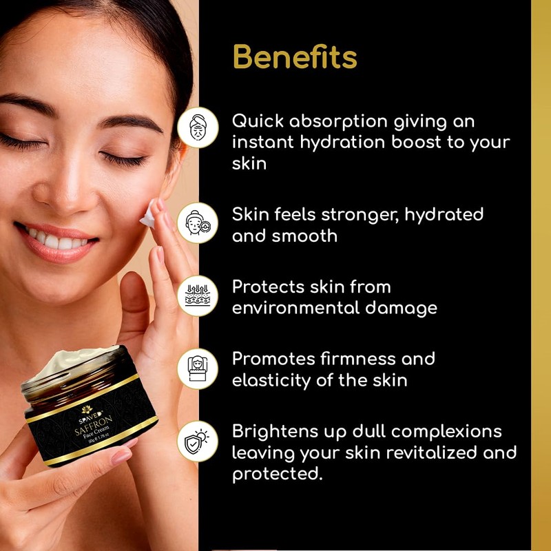SpaVed Natural, Vegan Saffron Face Cream, day moisturiser for a