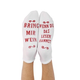 FGFD&OU Wenn Du Das Lesen Kannst Bring Mir Funny Socks for Men and Women Cotton Socks Non-Slip House Socks Ankle Funny Gift Novelty Christmas Gifts for Women Men, B-white