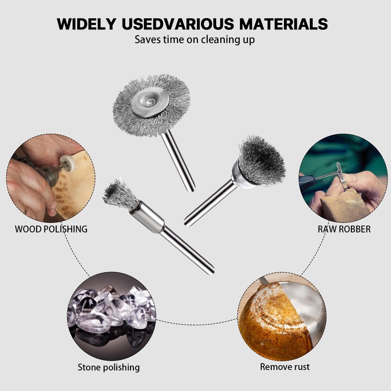 30 Pieces Stainless Steel Wire Brushes, Mini Wire Brush Polishing