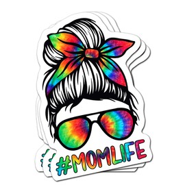 Tie Dye Bandana Mom Life Tie-dye Bandanas Rustic Hippie for Mom 3 Pcs/Pack Hippy Sticker Die-Cut Decals for Cars Laptop Hippie Stickers for Adults Cute Vinyl Decal Tumblers