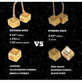 Xcoser Han Solo Dice Lucky Charm Chain Set Costume Accessories for Gift Golden