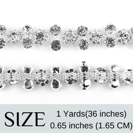 PEARLY JUN 1 Yard Rhinestone Trim Chain Sliver Applique Stringing Ribbon DIY Jewelry Wedding Party Bracelets Craft Bridal Bouquets Embellishment Accessories