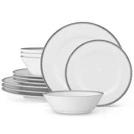 Noritake Whiteridge Platinum 12-Piece Set, Service for 4 in White
