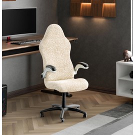 PAULATO BY GA.I.CO. Office & Gaming Chair Cover - Stretch Computer Desk Chair Cover with Zipper - Soft Fabric Slipcovers - Durable Chair Slip Cover - Microfibra Collection - Cream (Office Chair)