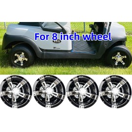 Golf Cart 8" Wheel Covers Hub Caps W/Chrome Spokes for EZGO Cub Car Yamaha Golf Cart Package(Set of 4pcs
