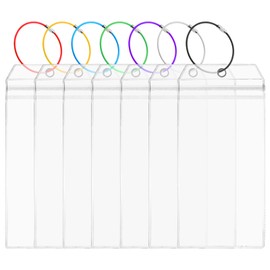 Bagentry 7 Pack Plastic Cruise Luggage Tags, Reusable Cruise Luggage Tag Holder with 7 Different Colored Steel Loops, Clear Baggage Tag Identifiers for Suitcases Travel Ship Essentials (7)