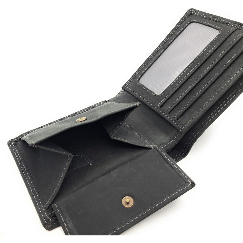 Men's Leather Wallet Flat Minimalist RFID Protection Hunter Leather Slim