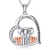 Lypic Elephant Necklace 925 Sterling Silver Mama Elephant Necklace with