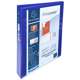 Exacompta - ref. 51842BE - 1 customizable rigid opaque binder with 3 pockets - 4 D-rings of 30 mm - Spine 47 mm - External dimensions: 32 x 27.7 cm - Format to be filed A4 Maxi - Colour: blue