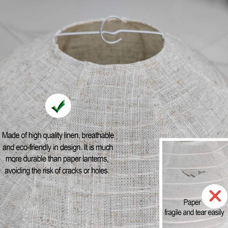 Hanging Lamp Shade Oval Paper Lanterns Replacement Linen 15 Inch