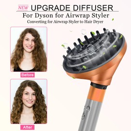 DianSung Diffusordüse Aufsätze für Dyson Airwrap Styler HS01 HS03 HS05, umwandelbar für Airwrap Styler in Haartrockner,Diffusor Föhn Aufsatz -Gold