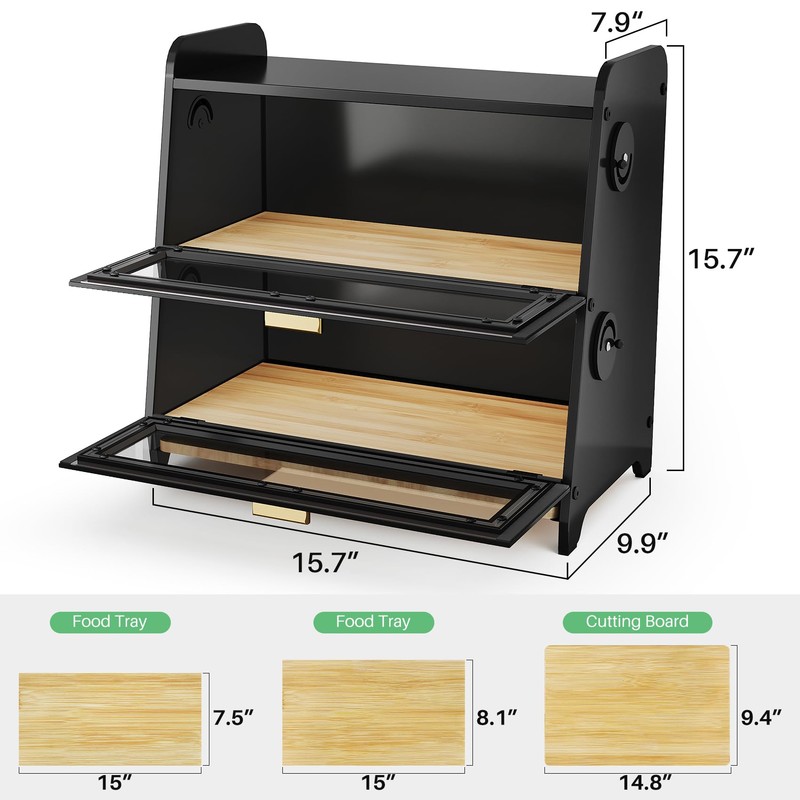 SNTD Bread Box - Kitchen Countertop Bread Storage Container with