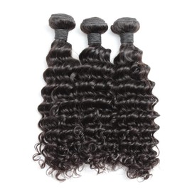 ELIHAIR Deep Wave Human Hair 3 Bundles For Black Women African Americans Pre Plucked Hairline 14"14"14"