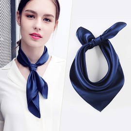 Glamorstar Satin Neck Scarf 6 Packs Square Handkerchief for Women (6 Packs - Navy, One Size)