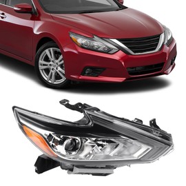 PIAOYUE- For 2016-2018 Nissan Altima 2.5L Base/S/SR/SV/SL Headlight Assembly Halogen Replacement Right Passenger Side Chrome Housing Clear Lens w/o DRL (NON-3.5L Models)