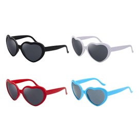 NXPWRC 4 Pairs Of Heart-Shaped Sunglasses, Retro Sunglasses, Women’S Outdoor Sunglasses, Beach Sunglasses, Women’S Red Heart Sunglasses