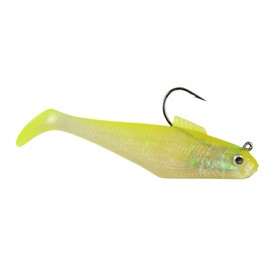 Berkley PowerBait Pre-Rigged Swim Shad Fishing Bait, Shiner Chartreuse, 3in | 8cm, Irresistible Scent & Flavor, Realistic Profile, Ready-to-Fish, Ideal for Bass, Walleye, Pike and More