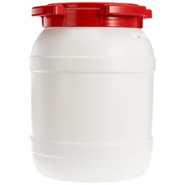 neoLab HDPE Wide Neck Barrel with Screw Lid, White/Red, 6.4 L Capacity