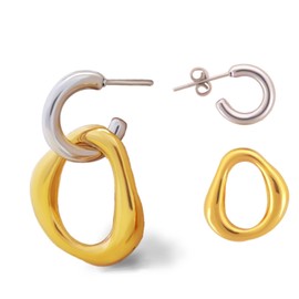 Sahallo Earrings Hoop Earrings Gold Modern Circle White Women's Earrings Made of Stainless Steel 18 K Gold-Plated Fashion Jewellery with Earrings Jewellery Box Fashion Stylish Gift Earrings Ladies