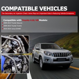 1ST Driver Side Secondary Air Injection Check Valve for Toyota Tundra Sequoia for Lexus GX460, 2009-2014 V8 4.6L, Air System Switch Driver Side Replaces OE: 911-624, 2570238050