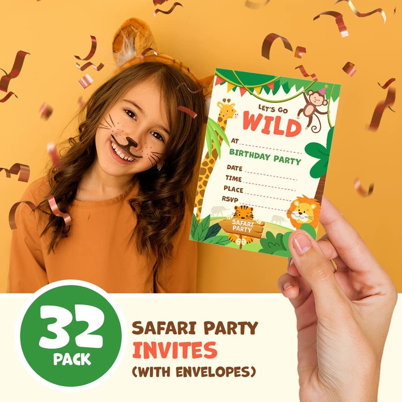 32 Safari Party Invites Kids Childrens Birthday Party Invitations with