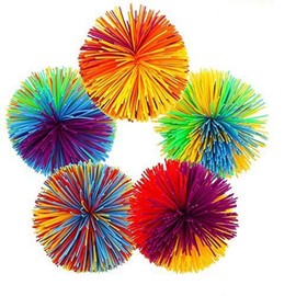 Symphony Monkey Stringy Balls, 5PCS Sensory Fidget Stringy Balls Rainbow Pom Bouncy Stress Balls Active Toys,Multicolor,2.36 inches