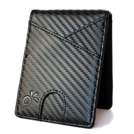 Wallet with Money Clip Men's Wallet Small Wallet RFID Credit Card Holder Wallet Card Holder Money Clip Carbon Case, Black carbon, Modern