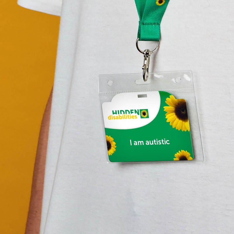 Autism Awareness Card with Hidden Disabilities Sunflower Lanyard, Hidden Disability