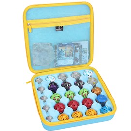 Tourmate Storage Case Compatible for Bakugan Figures, BakuCores, Armored Alliance, Geogan Rising, Mini Toys Holder Bakugons Box for 25pcs with Accessories Mesh Pocket (Box Only) (Blue+Yellow)