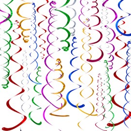 Bememo 84 Pcs Hanging Swirls Decoration Colorful Ceiling Swirl Foil Streamers Decorations for Wedding Birthday Graduation Celebration Thanksgiving Day Baby Shower Tea Party